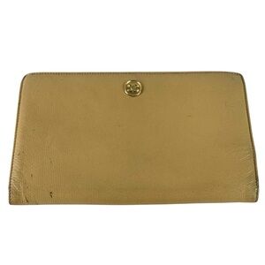 Distressed CHANEL Beige Caviar Leather Long Wallet Made in Spain Authenticated